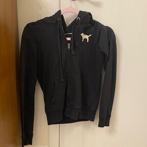 PINK Victoria's Secret Charcoal Hoodie with Dog Logo